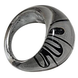 Retro Chunky Statement Ring Size 6.5 Clear Black Swirl Resin Fashion Jewelry